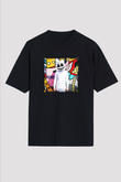 Marshmello Baskılı Unisex Oversize Siyah Tişört
