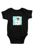 Marshmello Baskılı Unisex Siyah Bebek Body - Zıbın