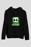 Marshmello Baskılı Unisex Siyah Hoodie
