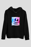 Marshmello Baskılı Unisex Siyah Hoodie