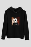 Marshmello Baskılı Unisex Siyah Hoodie