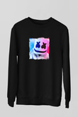 Marshmello Baskılı Unisex Siyah Sweatshirt