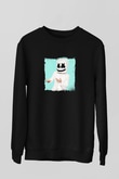 Marshmello Baskılı Unisex Siyah Sweatshirt
