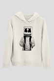 Marshmello Beyaz Unisex Kapşonlu Sweatshirt