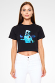 Marshmello Siyah Crop Top Tişört