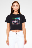 Marshmello Siyah Crop Top Tişört