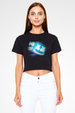 Marshmello Siyah Crop Top Tişört