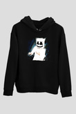 Marshmello Siyah Unisex Kapüşonlu Sweatshirt