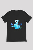 Marshmello Siyah Unisex V Yaka Tişört T-Shirt