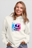 MarshmelloBaskılı Beyaz Hoodie