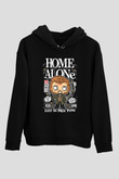 Marv Evde Tek Başına Baskılı Unisex Siyah Hoodie