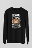 Marv Evde Tek Başına Baskılı Unisex Siyah Sweatshirt