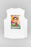 Mary Anning Baskılı Unisex Kolsuz Beyaz Tişört - Tshirt