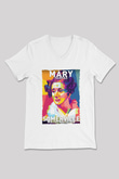 Mary Fairrfax Somerville Baskılı Unisex V Yaka Beyaz Tişört - Tshirt