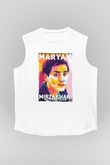Maryam Mirzakhani Baskılı Unisex Kolsuz Beyaz Tişört - Tshirt