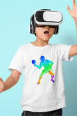 Masa Tenisi Baskılı Unisex Beyaz Çocuk Tişört - Tshirt