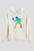 Masa Tenisi Baskılı Unisex Ekru Hoodie