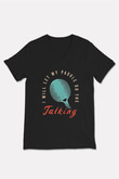 Masa Tenisi - Ping Pong Baskılı Unisex Siyah V Yaka Tişört