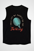 Masa Tenisi - Ping Pong Baskılı Unisex Siyah Kolsuz Tişört