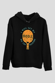Masa Tenisi - Ping Pong Baskılı Unisex Siyah Hoodie