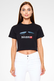 Mass Effect Siyah Crop Top Tişört