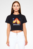 Mass Effect Siyah Crop Top Tişört