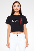 Mass Effect Siyah Crop Top Tişört