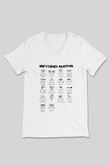 Matematiğin Ötesinde Baskılı Unisex V Yaka Beyaz Tişört - Tshirt