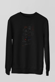 Matematik Fonksiyon Grafikleri Baskılı Unisex Siyah Sweatshirt