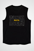 Matematik Kara Tahta Formüller Baskılı Unisex Siyah Kolsuz Tişört