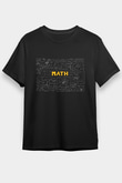 Matematik Kara Tahta Formüller Baskılı Unisex Siyah Tişört