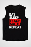 Matematik Öğretmeni Baskılı Unisex Kolsuz Siyah Tişört - Tshirt