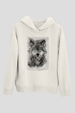 Mavi Gözlü KurtBeyaz Tshirt Unisex Hoodie