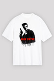 Max Payne Baskılı Beyaz Unisex Oversize Tişört - Tshirt