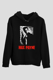 Max Payne Baskılı Unisex Siyah Kapüşonlu Sweatshirt