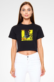 MC Hammer Baskılı Crop Top Siyah Kadın Tişört