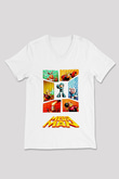 Mega Man Beyaz Unisex V Yaka Tişört
