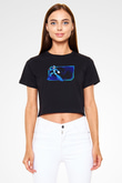 Mega Man Siyah   Crop Top Tişört