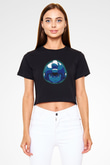 Mega Man Siyah   Crop Top Tişört