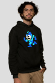 Mega Man Siyah Unisex Kapüşonlu Sweatshirt