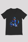 Mega Man Siyah Unisex V Yaka Tişört