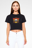 Megadeth Baskılı Siyah Crop Top Kadın Tişört - Tshirt