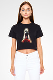 Megadeth Baskılı Siyah Crop Top Kadın Tişört - Tshirt