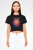 Megadeth Baskılı Siyah Crop Top Kadın Tişört - Tshirt