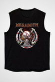 Megadeth Baskılı Unisex Siyah Kolsuz Tişört - Tshirt
