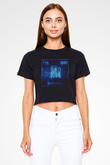 Meitneriyum Elementi Atom Numarası Baskılı Siyah Kadın Crop Top Tişört
