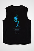 Melatonin Molekülü Baskılı Unisex Kolsuz Siyah Tişört - Tshirt