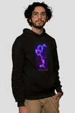 Melatonin Molekülü Neon Baskılı Unisex Siyah Kapüşonlu Sweatshirt