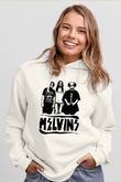 Melvins Baskılı Beyaz Unisex Kapüşonlu Sweatshirt