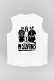 Melvins Baskılı Beyaz Unisex Kolsuz Tişört - Tshirt